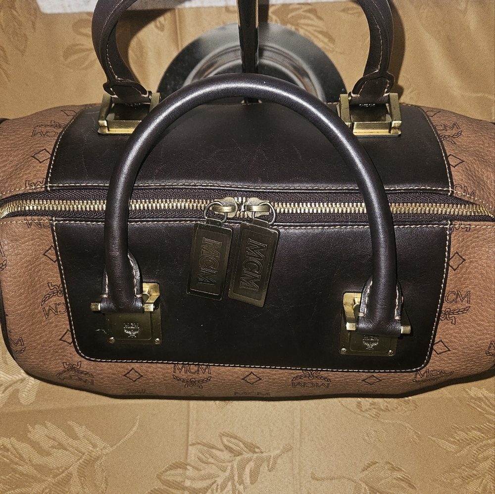 MCM Visetos Boston Bag 30 Dark Brown - Picture 6 of 9
